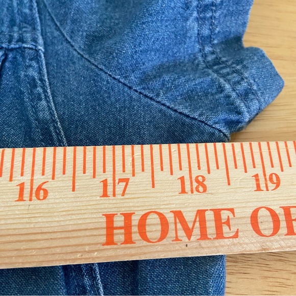 Vintage Pellini Blues petites women's 6P Denim Dress Tie Vest Floral Embroidery - Picture 8 of 16